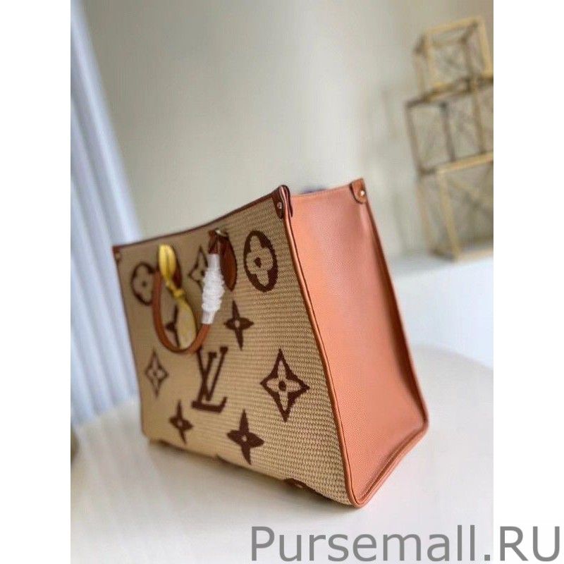 OnTheGo GM Bag In Raffia With Brown M57644