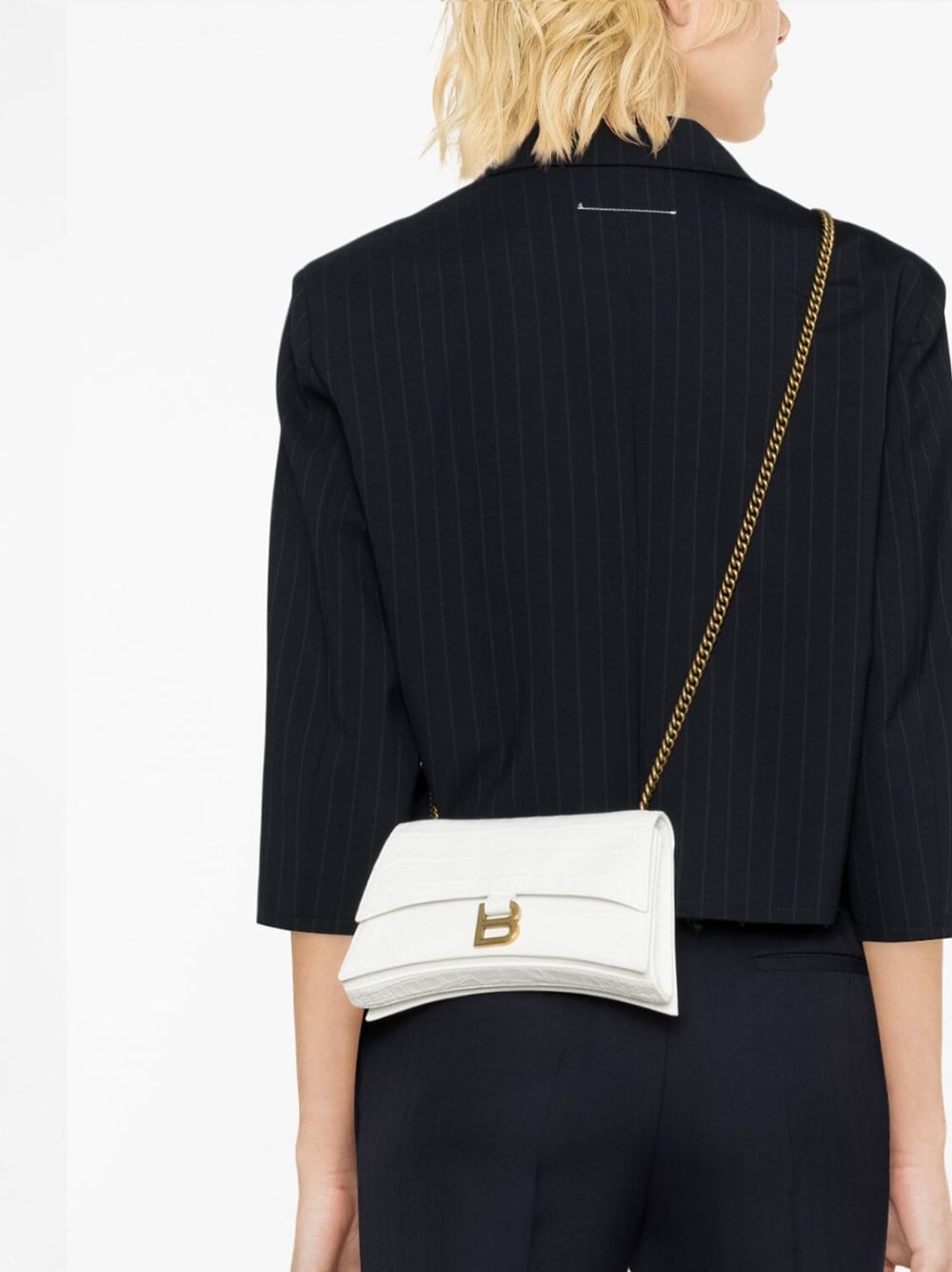 Ba*len*cia*ga crush crocodile-embossed shoulder bag