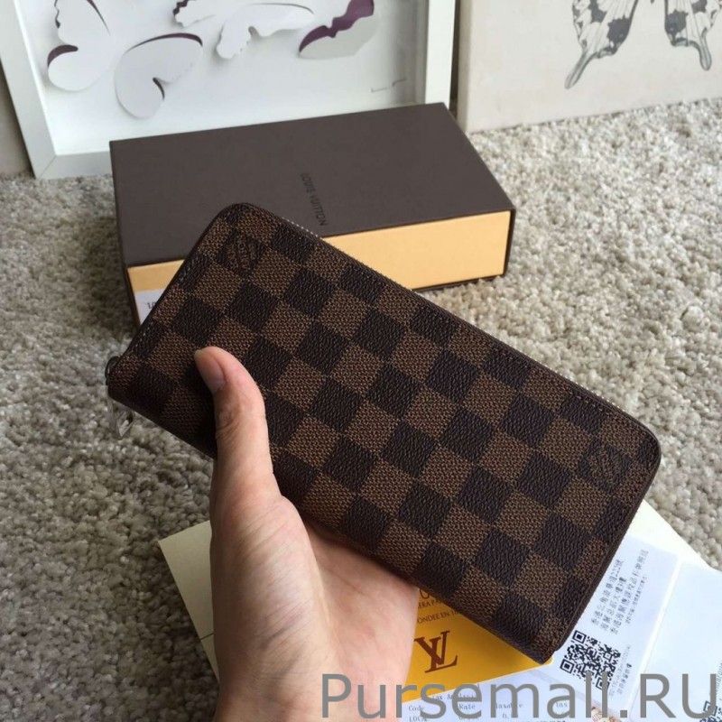 Zippy Wallet Vertical Damier Ebene Canvas N61207