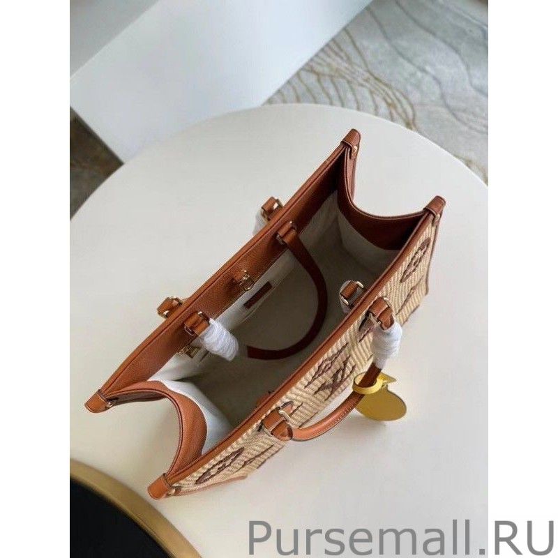 OnTheGo MM Bag In Raffia With Brown M57707