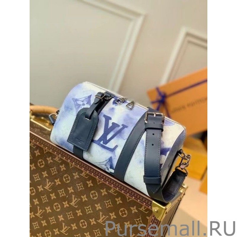 City Keepall Bag Monogram Watercolor Blue M45757