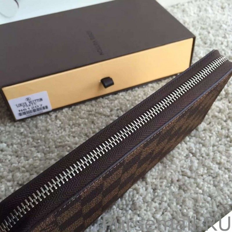 Zippy Wallet Vertical Damier Ebene Canvas N61207