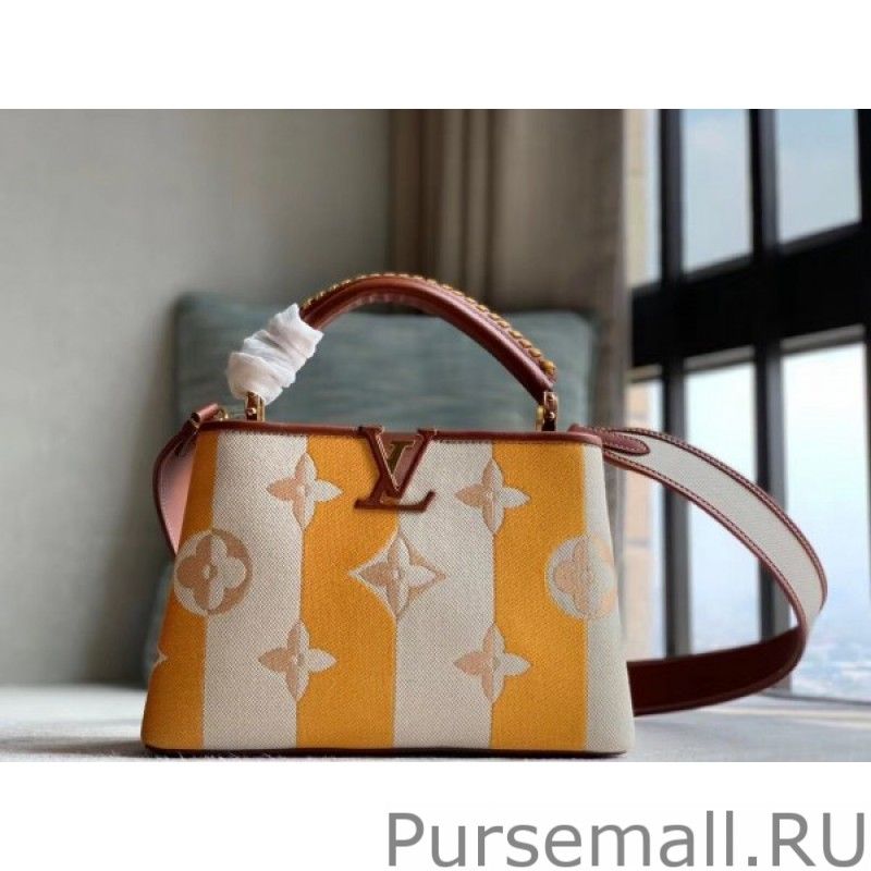 Capucines BB Bag In Striped Canvas M57651