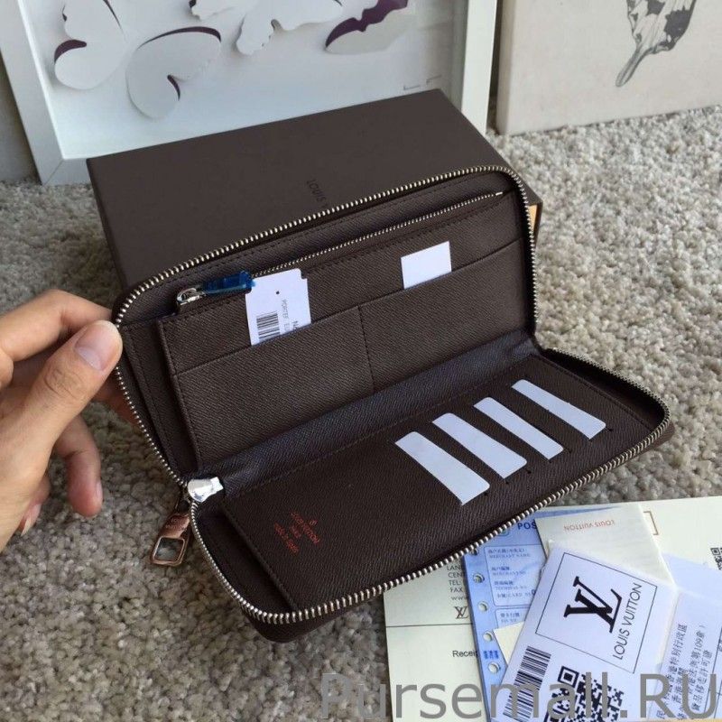 Zippy Wallet Vertical Damier Ebene Canvas N61207