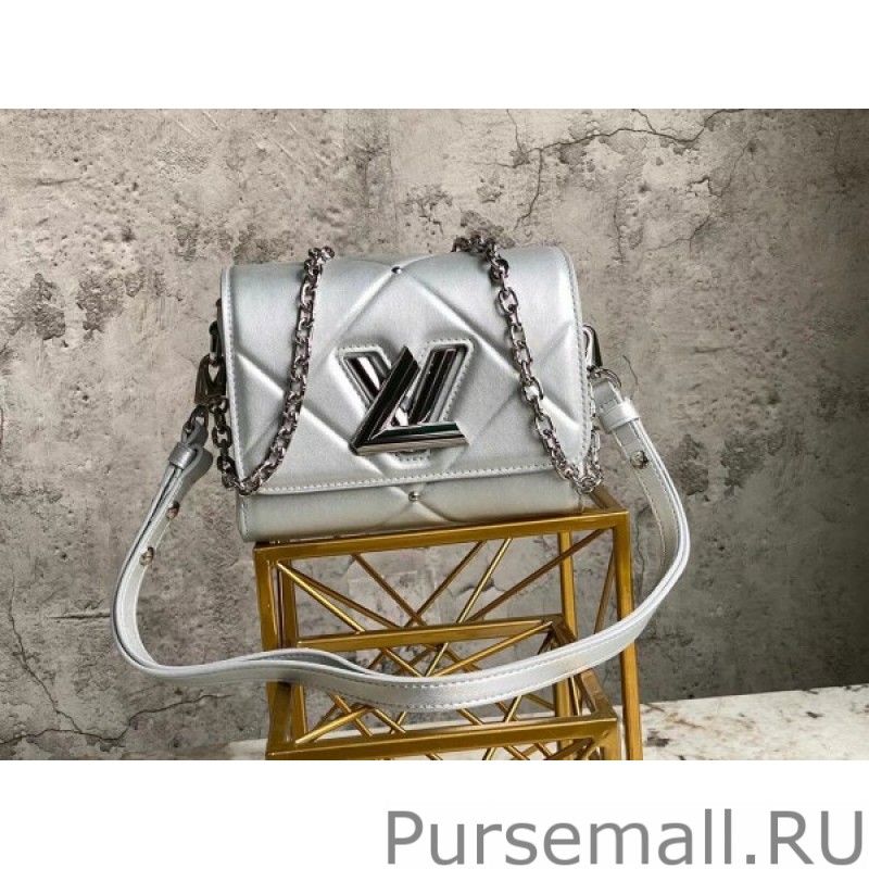 Twist PM Bag In Silver Lambskin M59031