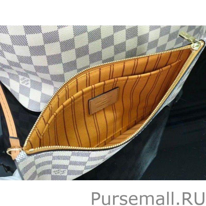 Damier Azur Neverfull MM Bag With Braided Strap N50047
