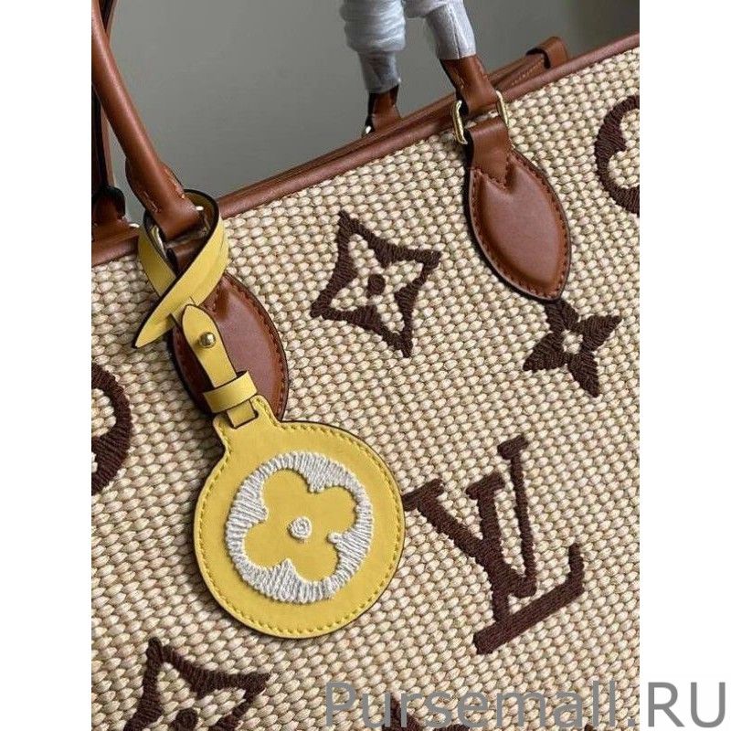 OnTheGo MM Bag In Raffia With Brown M57707