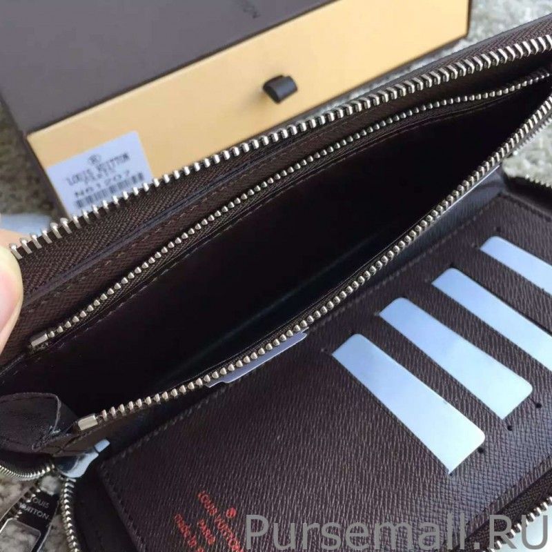 Zippy Wallet Vertical Damier Ebene Canvas N61207