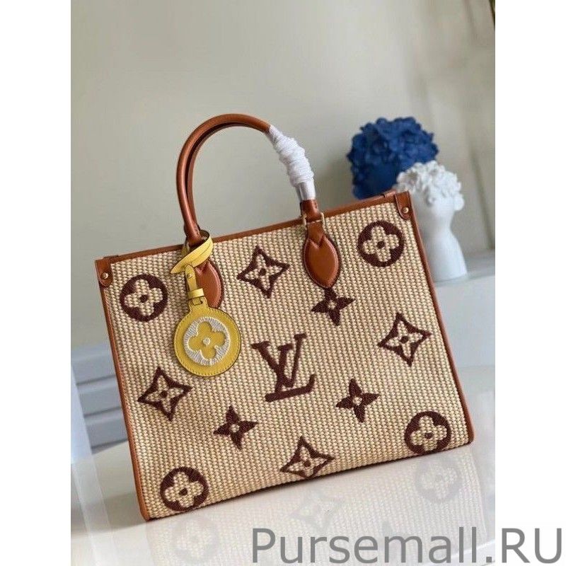 OnTheGo MM Bag In Raffia With Brown M57707