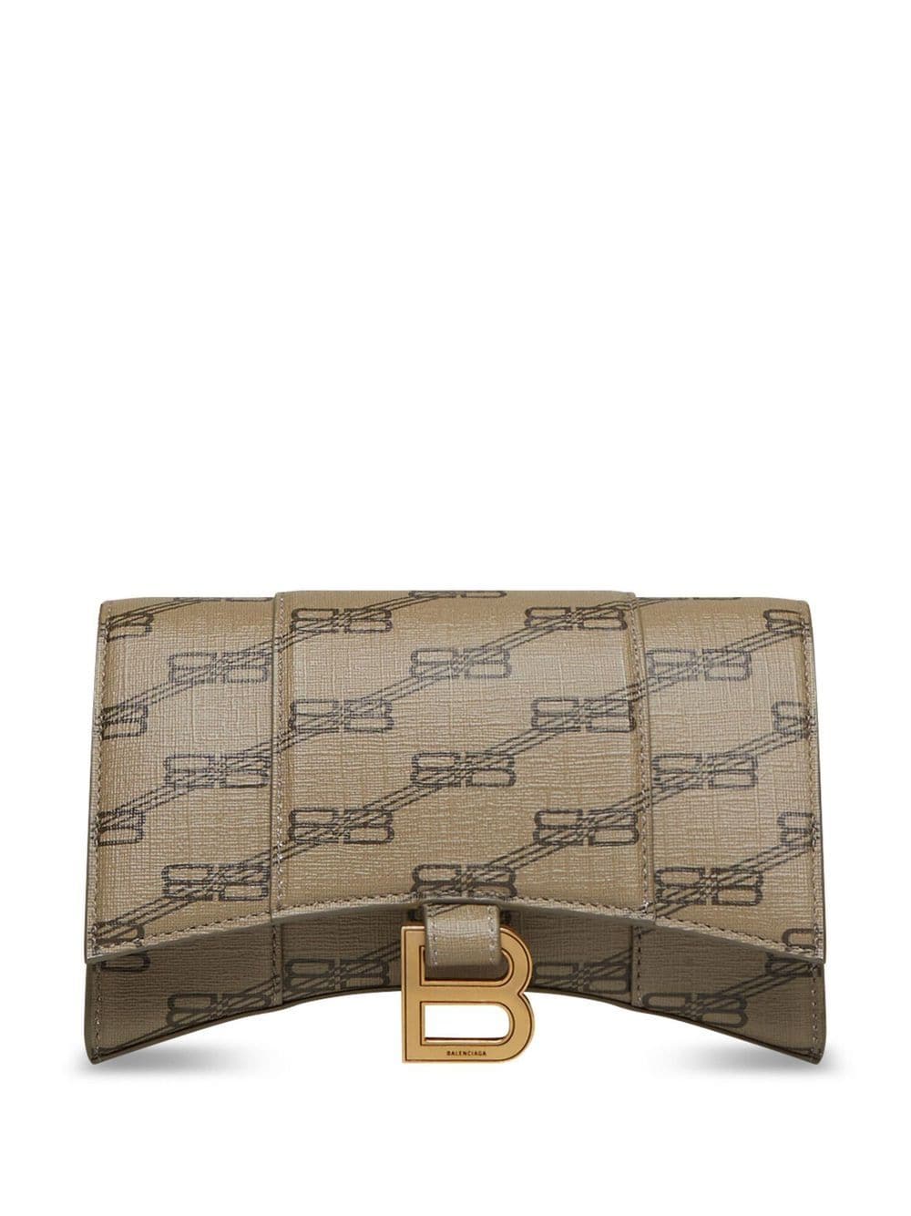 Ba*len*cia*ga hourglass bb-monogram wallet with chain