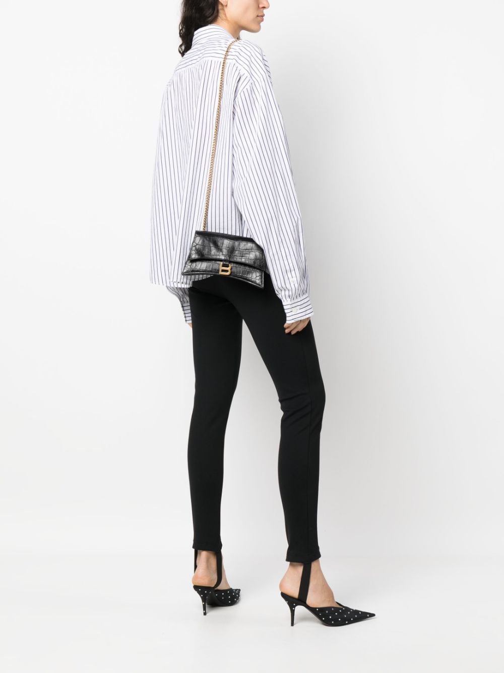 Ba*len*cia*ga crush crocodile-embossed shoulder bag