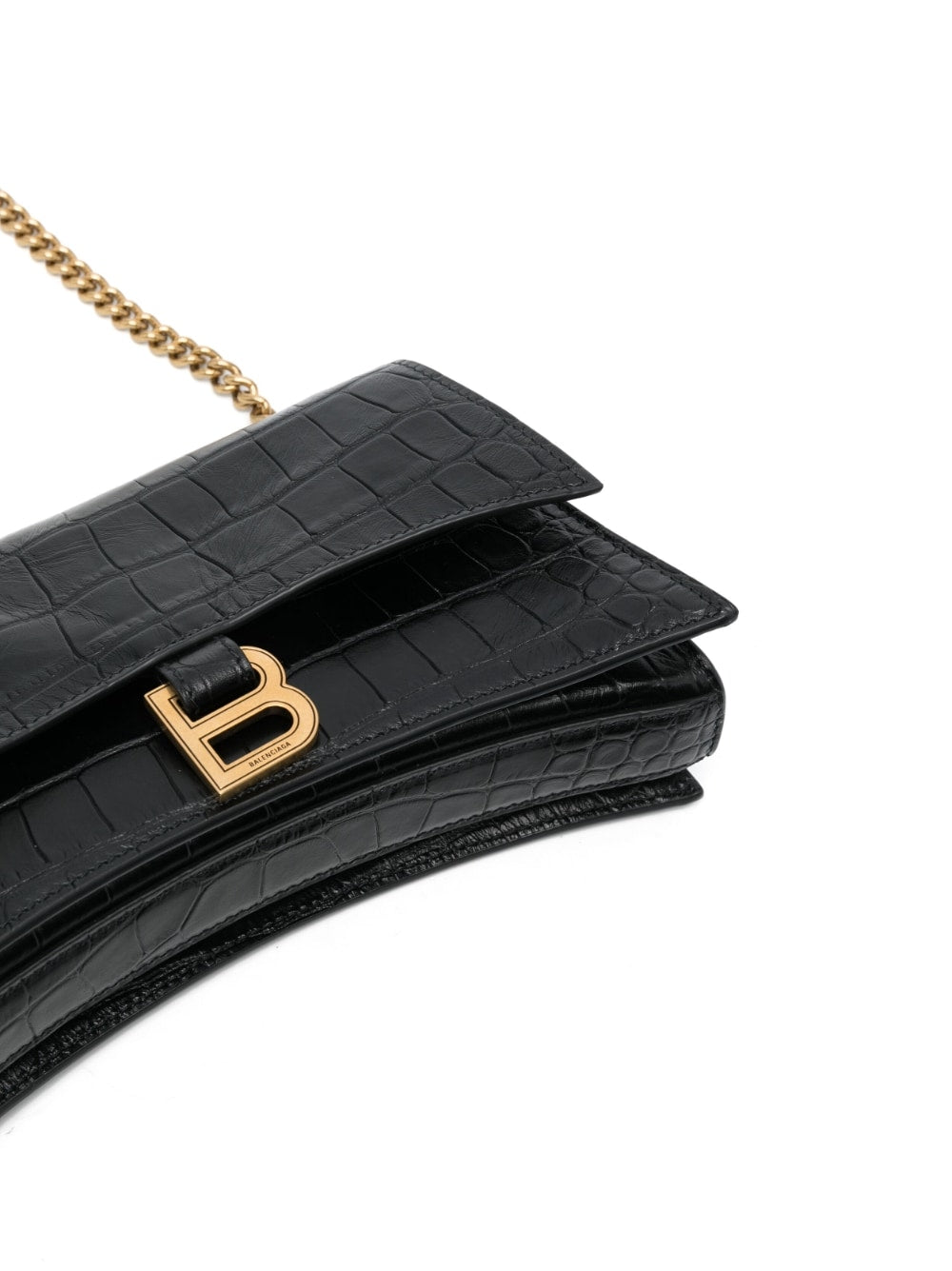 Ba*len*cia*ga crush crocodile-embossed shoulder bag