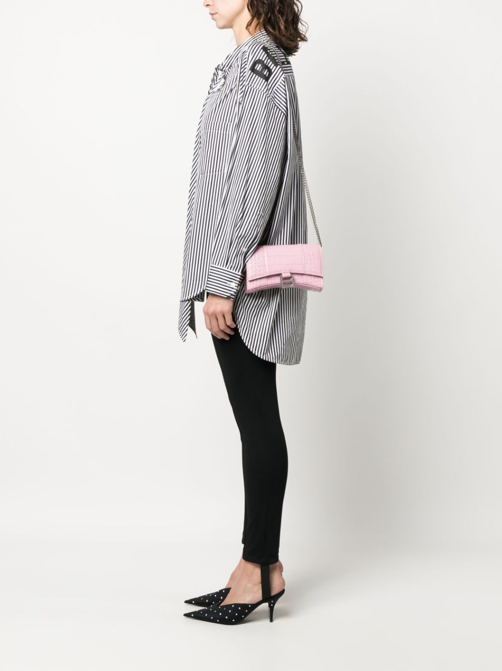 Ba*len*cia*ga hourglass crocodile-effect leather wallet