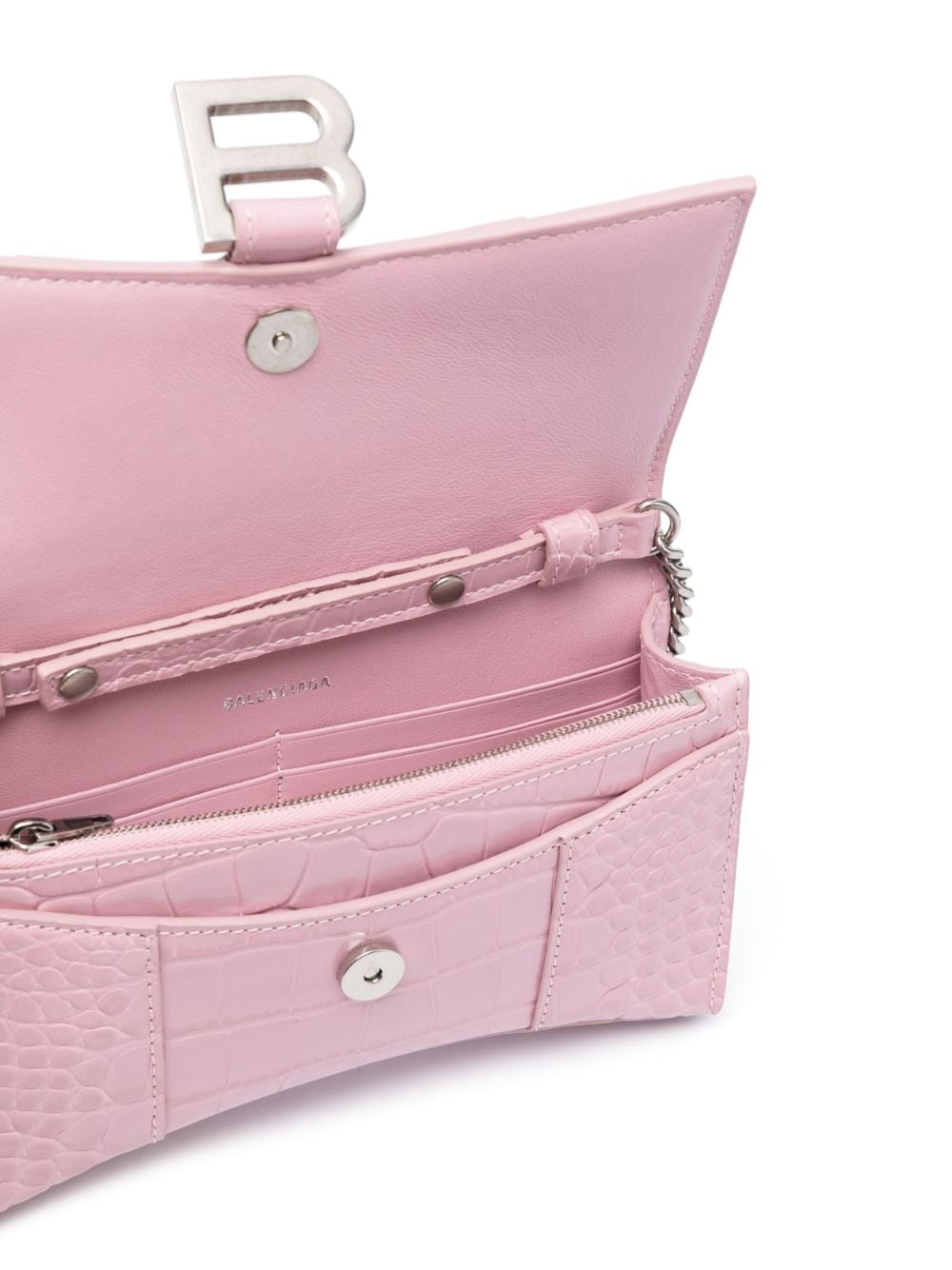 Ba*len*cia*ga hourglass crocodile-effect leather wallet