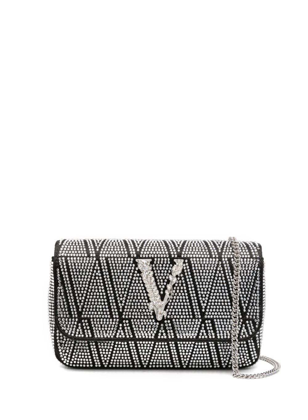 Versace Virtus crystal-embellished leather shoulder bag