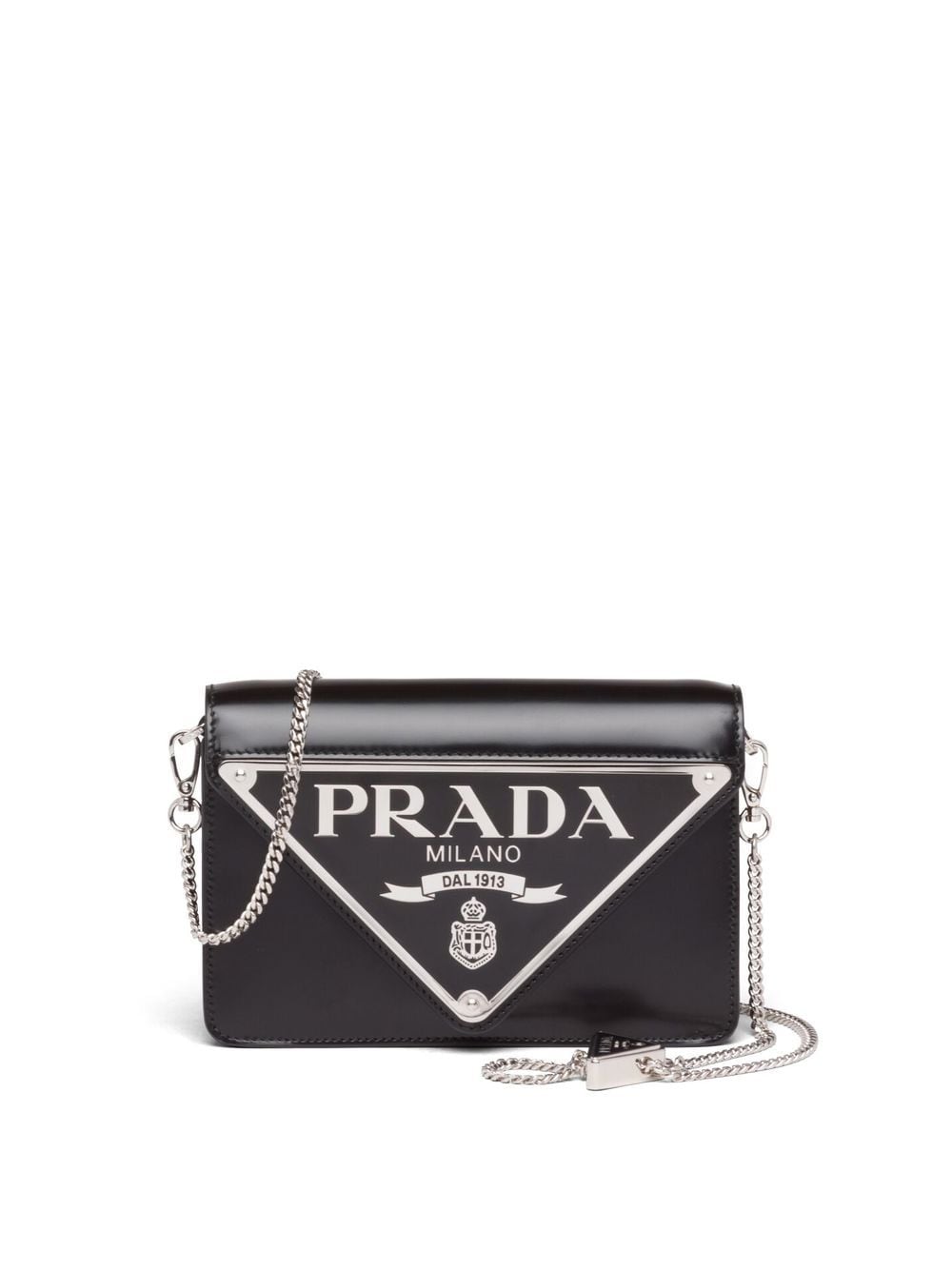 Pra*a triangle-plaque brushed leather shoulder bag