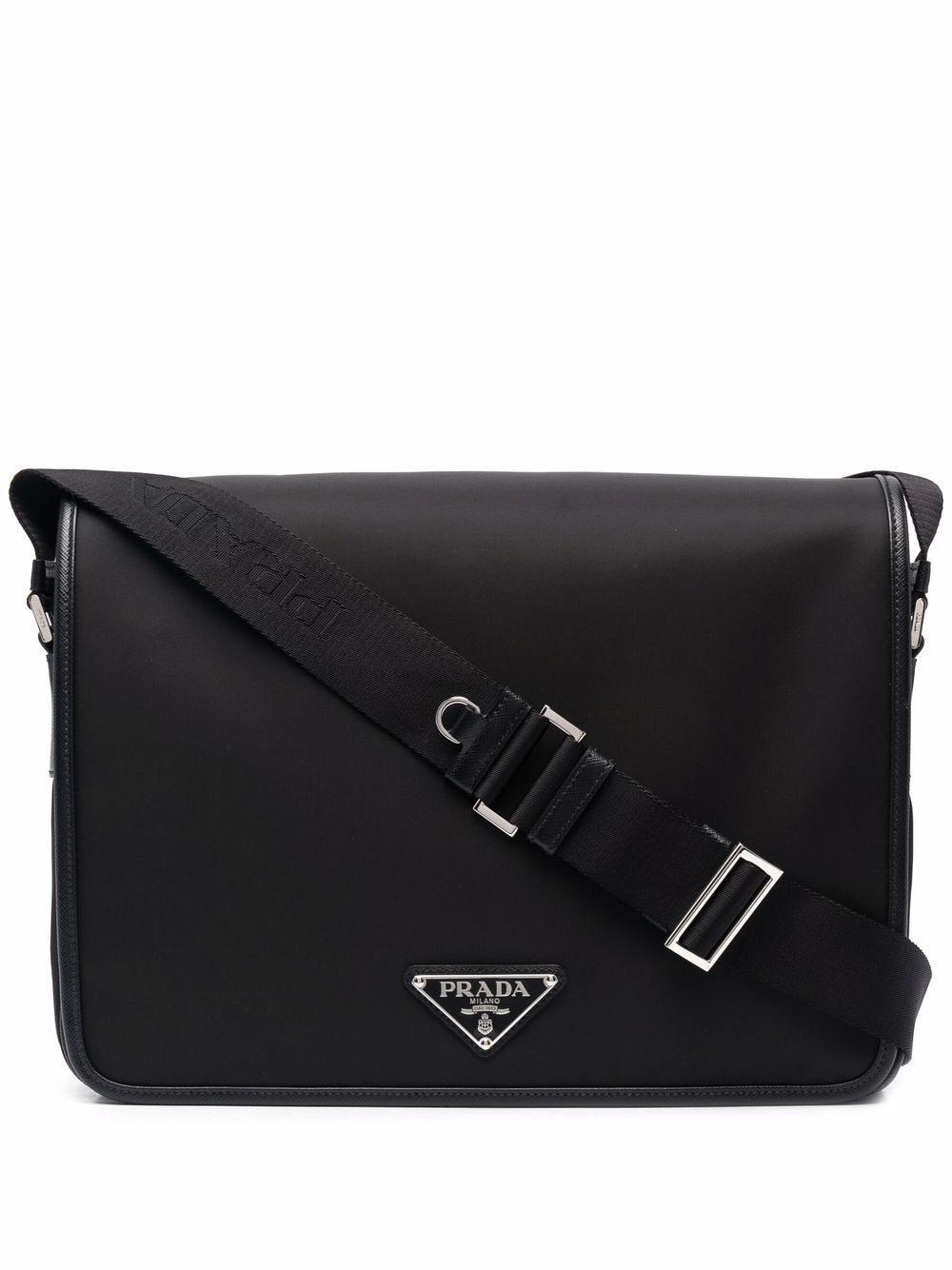 Pra*a re-nylon logo-plaque messenger bag