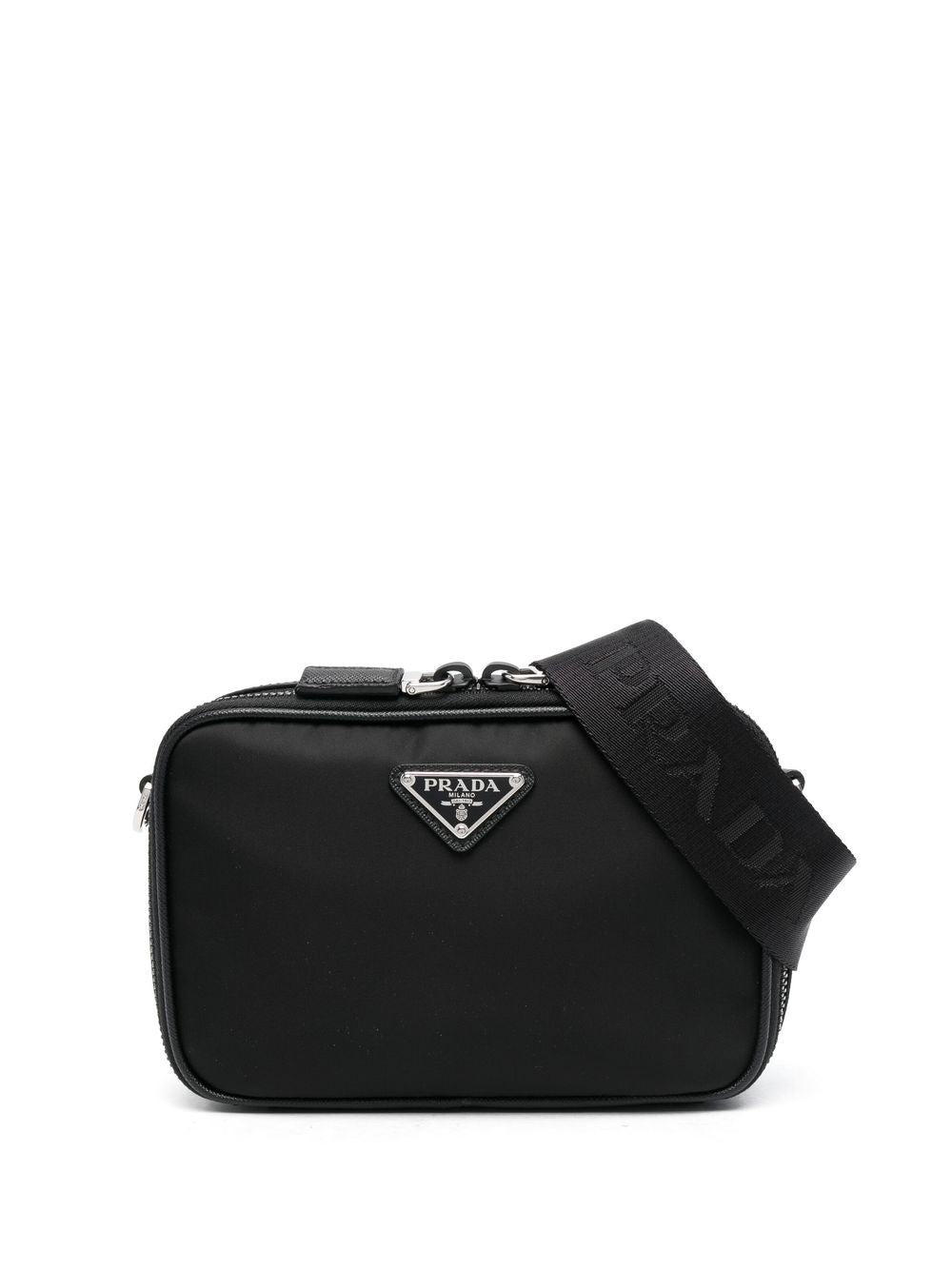 Pra*a triangle-logo brique messenger bag