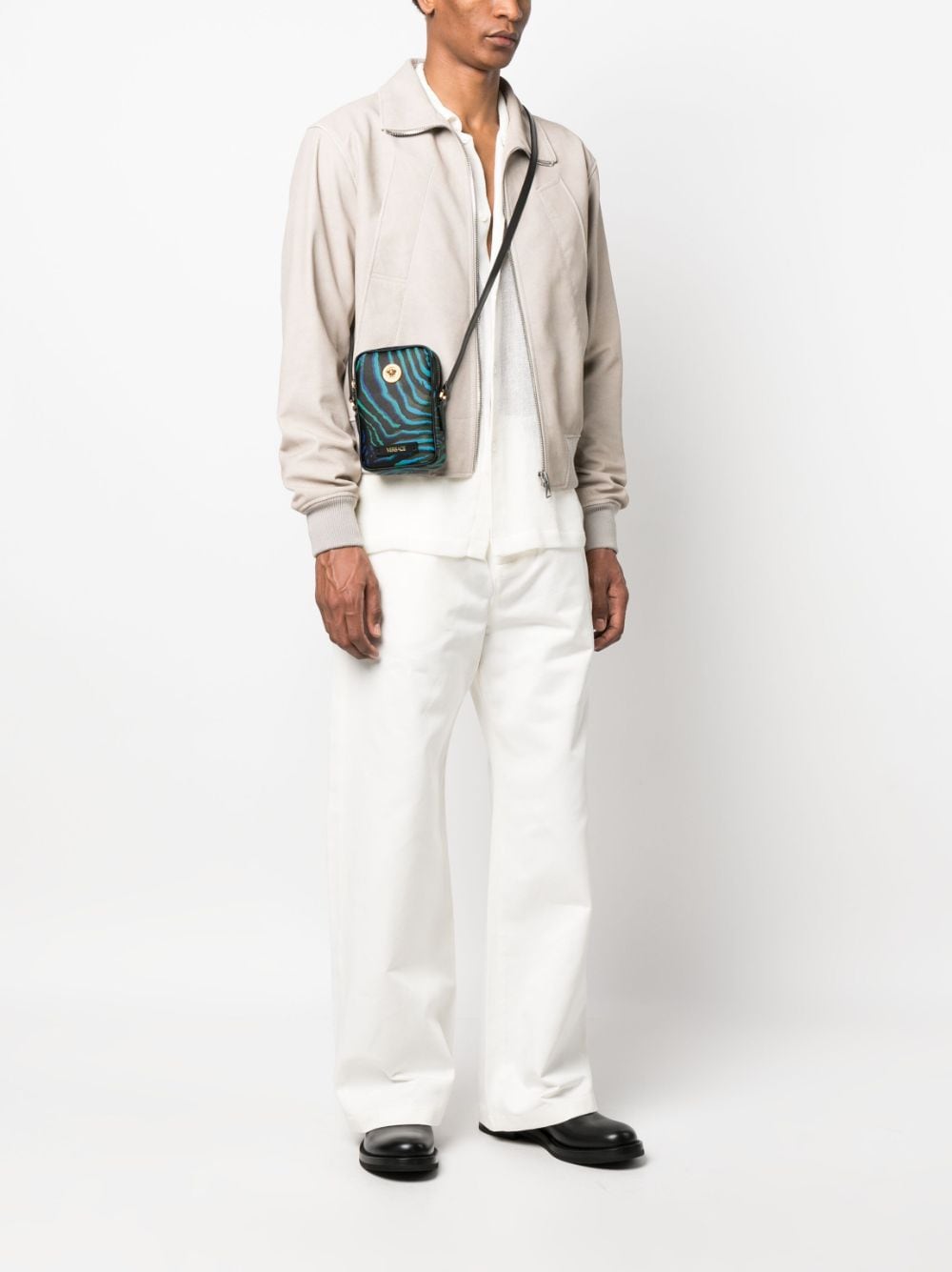 Versace zebra-print leather messenger bag