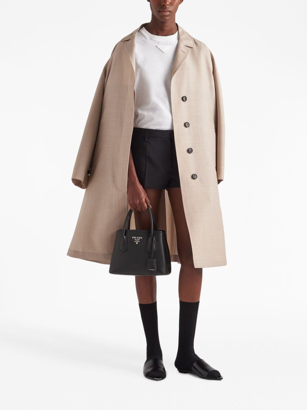 Pra*a double saffiano leather mini bag