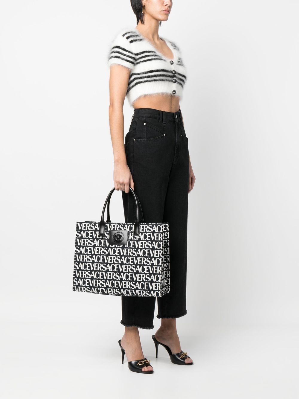 Versace all-over logo-print tote bag