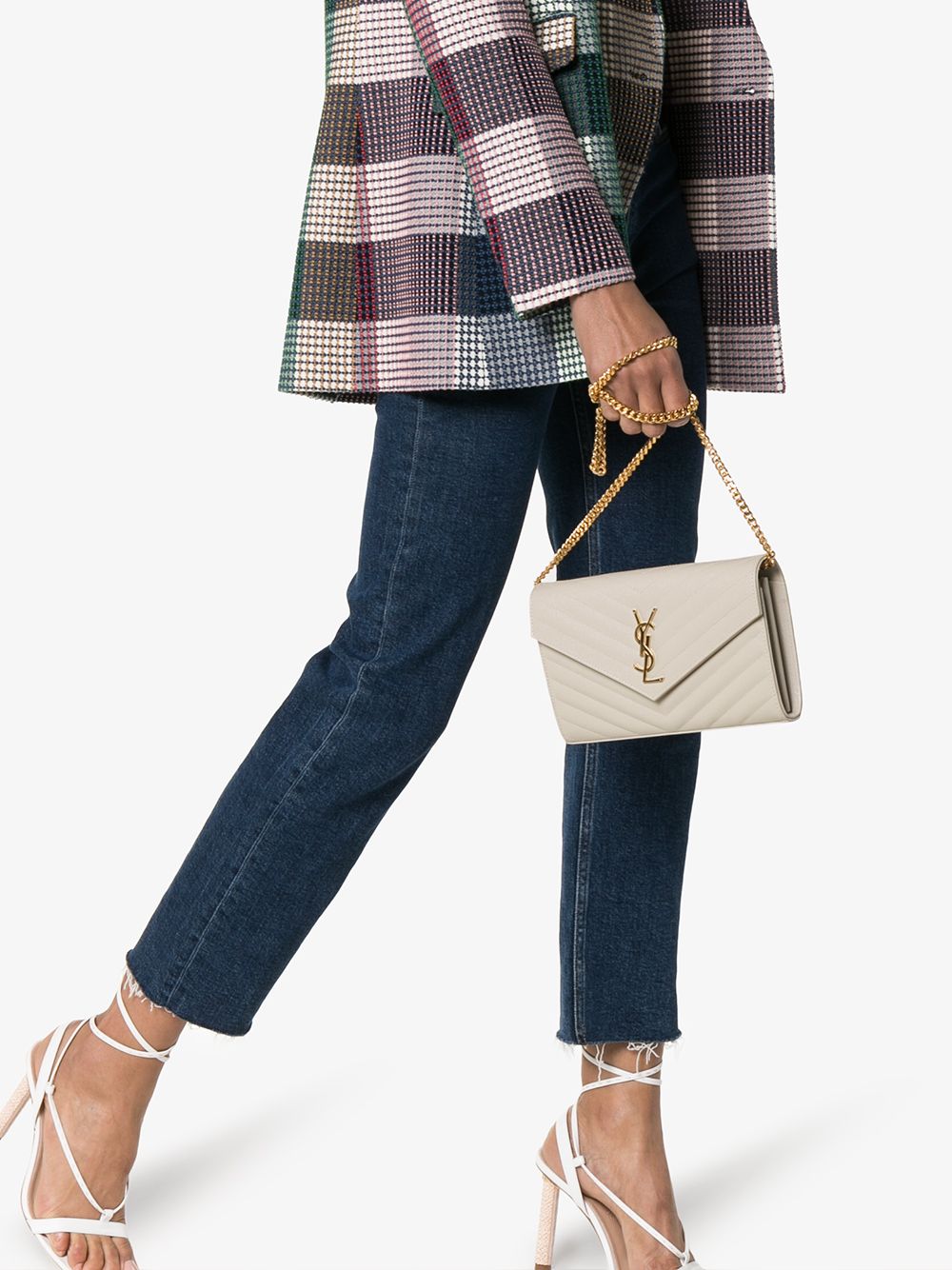 Saint Laurent Monogram chevron-quilted chain wallet