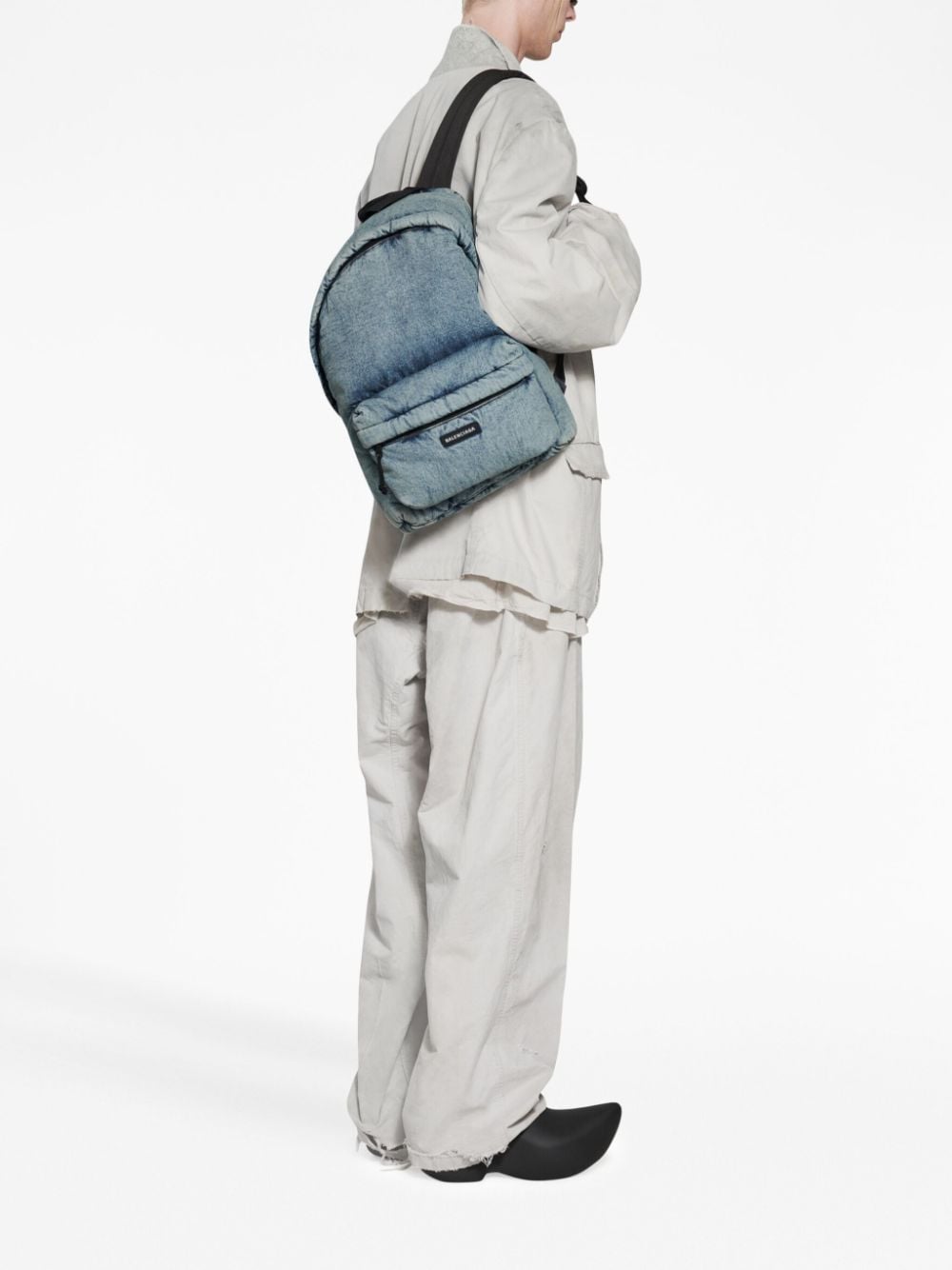 Ba*len*cia*ga washed denim backpack