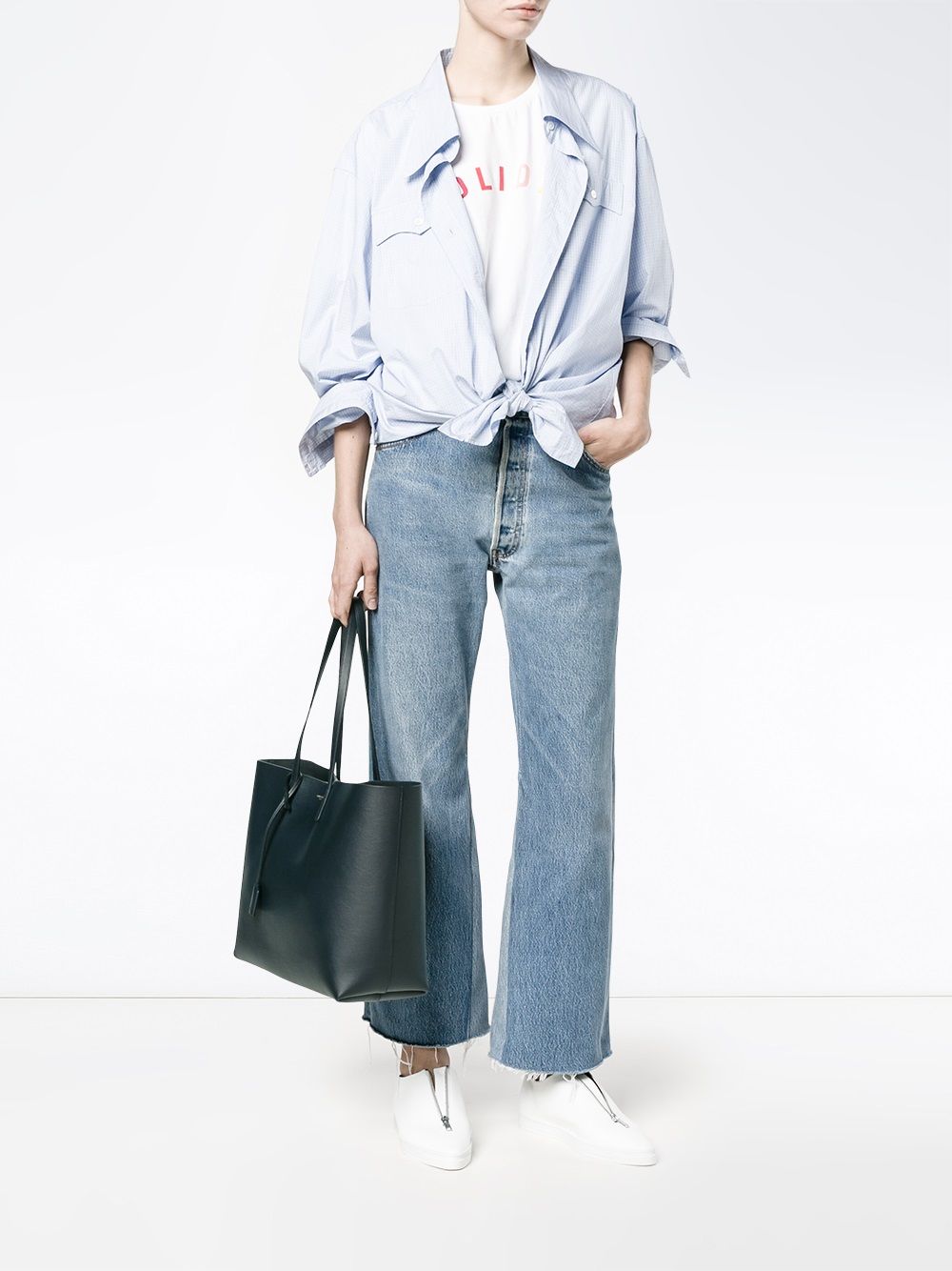 Saint Laurent large leather shopping tote