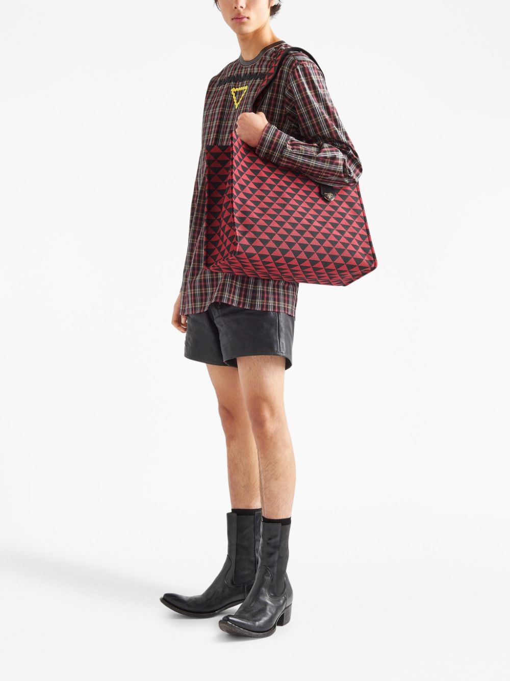 Pra*a large symbole embroidered tote bag