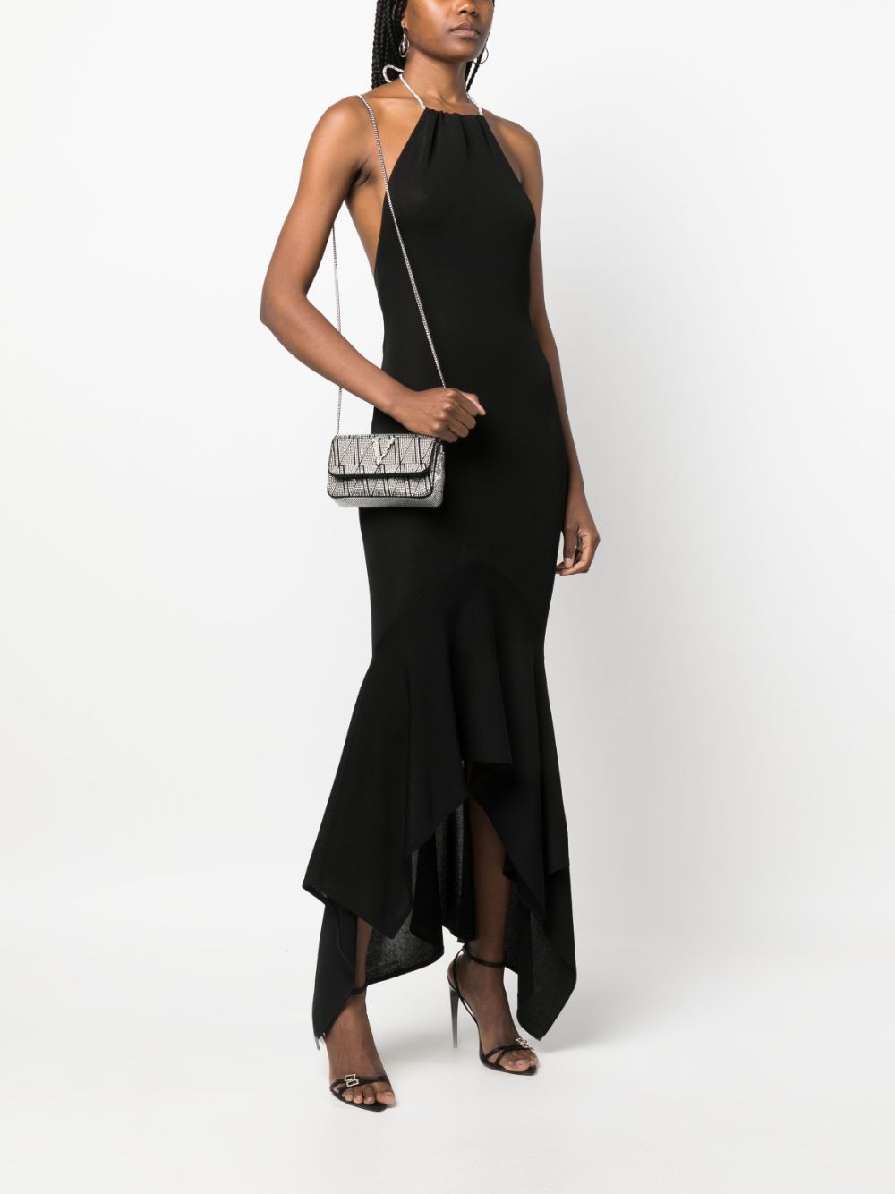 Versace Virtus crystal-embellished leather shoulder bag