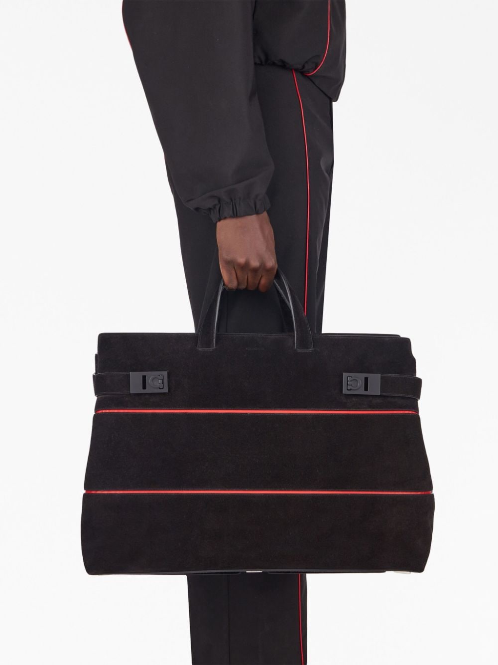 Ferragamo Gancini-plaque suede tote bag