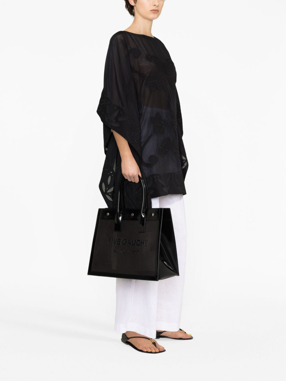 Saint Laurent Rive Gauche patent-finish tote bag