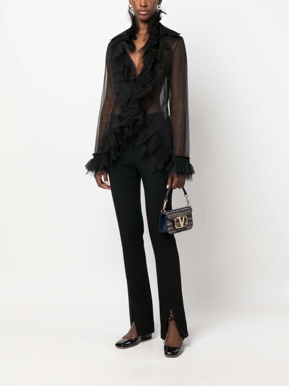 Valentino Garavani Locò tweed leather tote bag