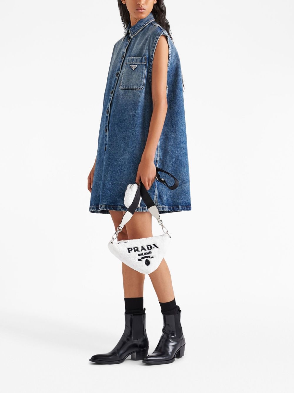 Pra*a triangle terrycloth shoulder bag