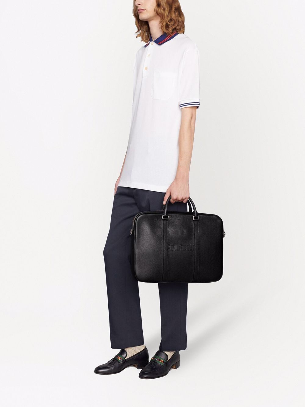 G*u*i debossed-logo briefcase