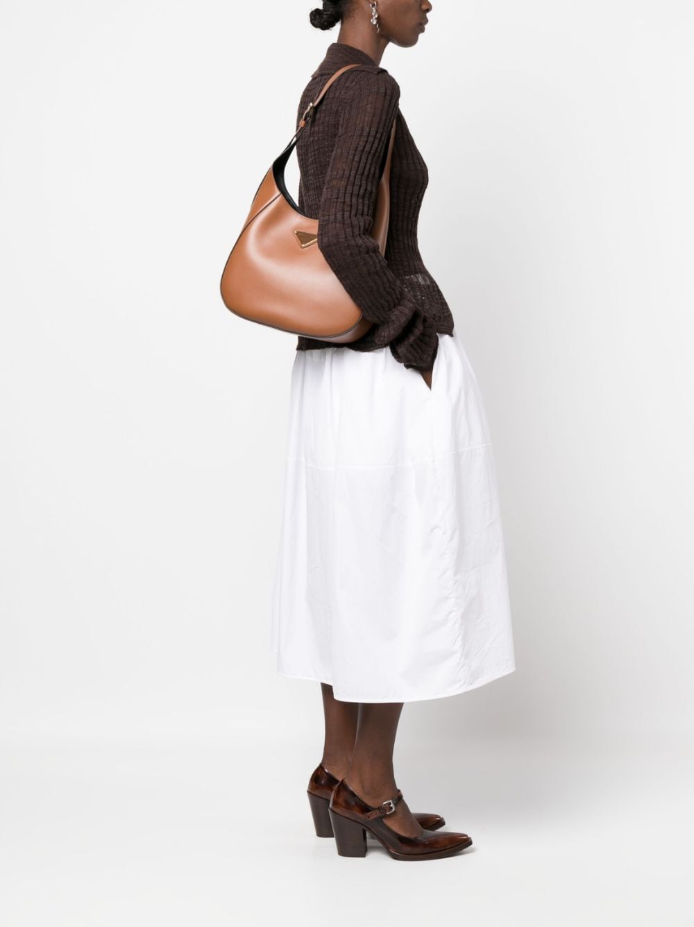 Pra*a triangle-logo leather shoulder bag