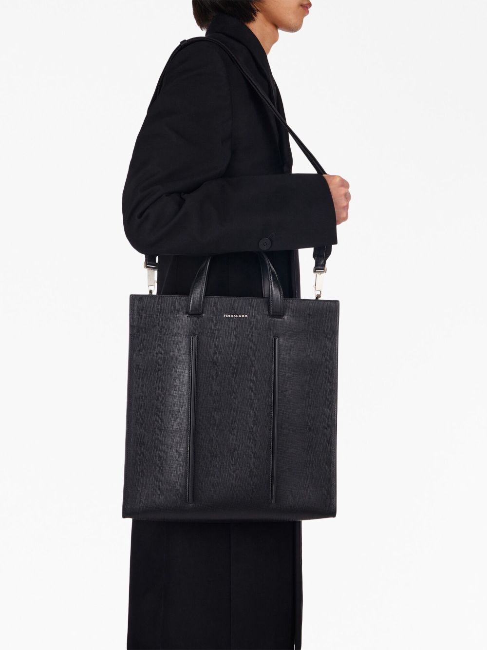 Ferragamo logo-print leather tote bag