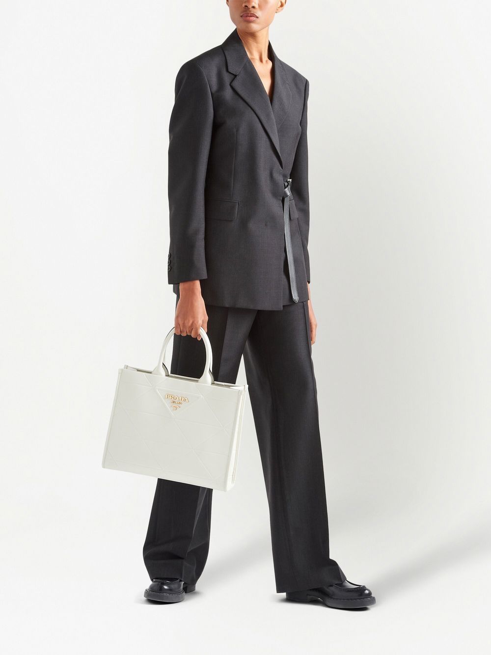 Pra*a medium symbole leather tote bag