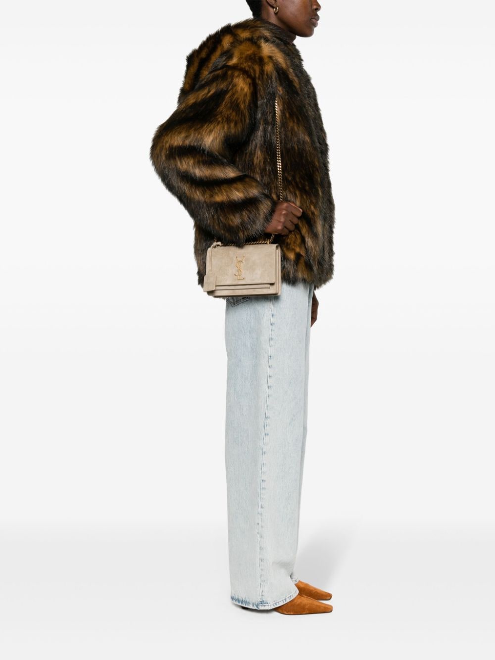 Saint Laurent small Sunset suede crossbody bag