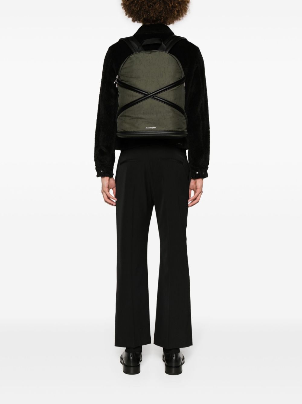 Alexander McQueen crossover-straps logo-print backpack