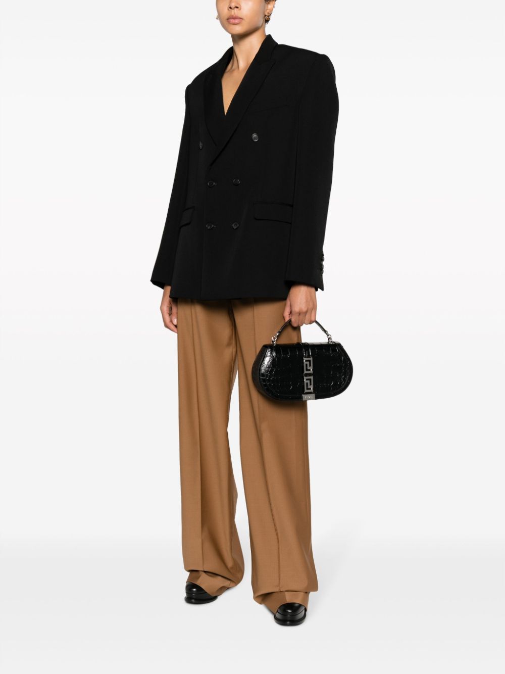 Versace Greca Goddess croc-embossed shoulder bag