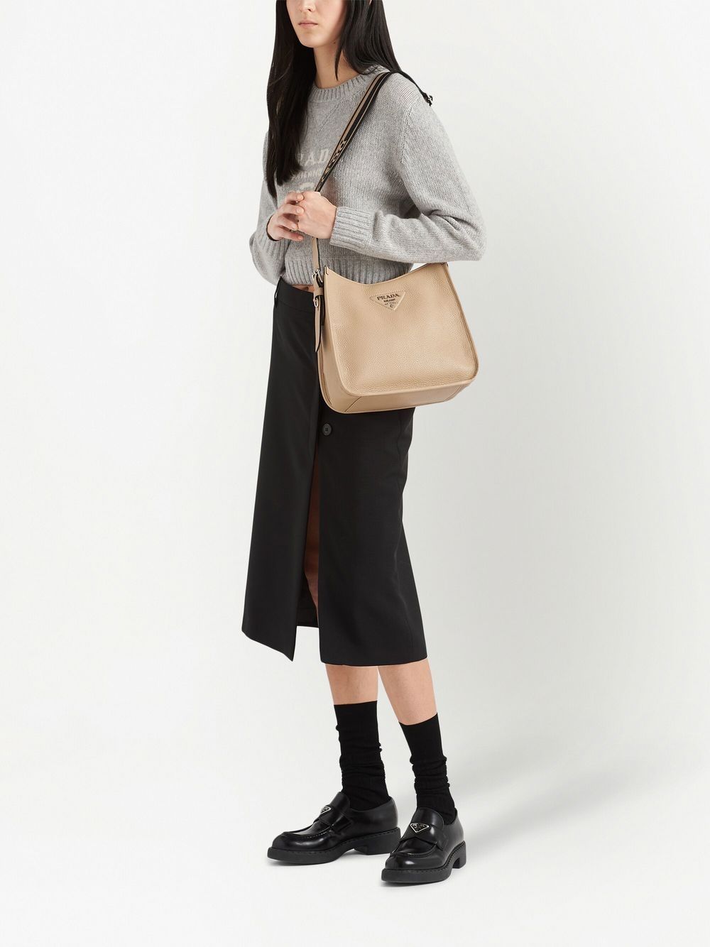 Pra*a triangle-logo hobo shoulder bag