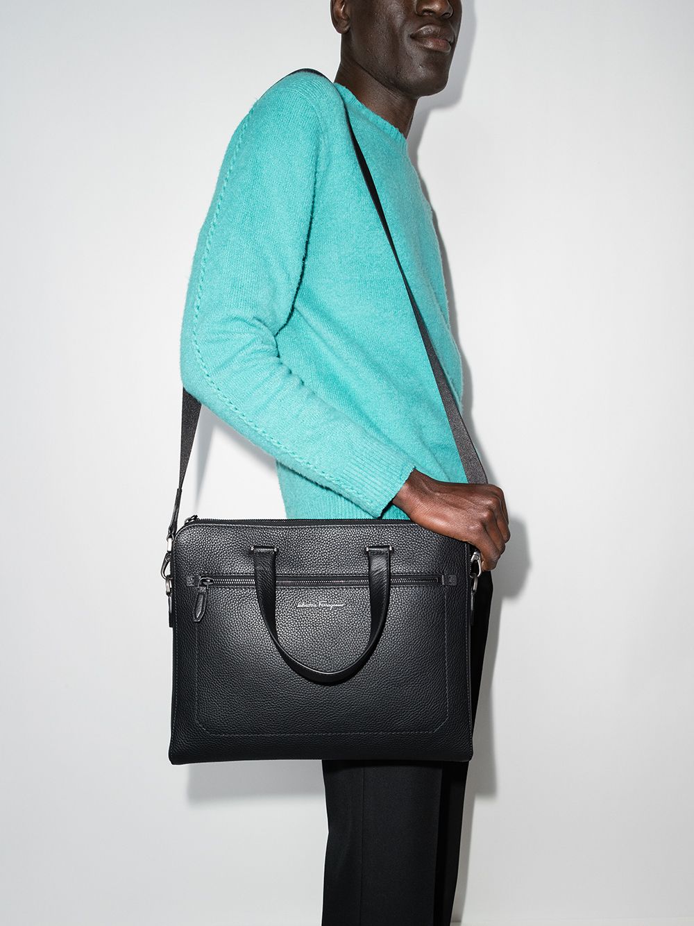 Ferragamo logo-plaque leather briefcase