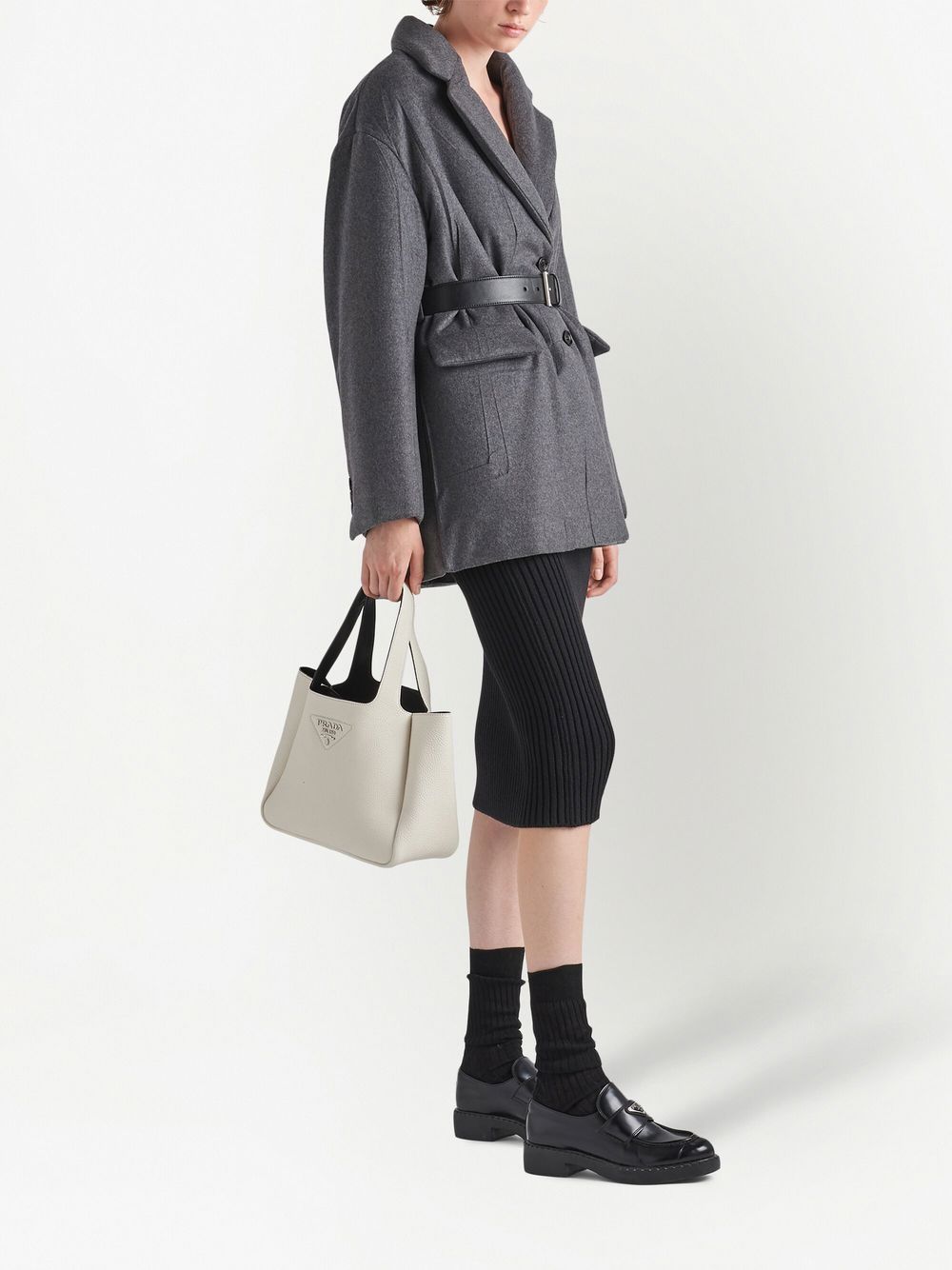 Pra*a pebbled logo-plaque tote bag