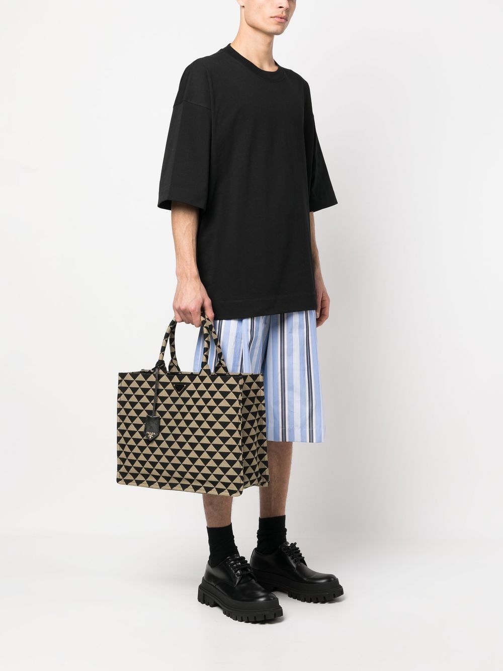 Pra*a large Pra*a symbole embroidered handbag