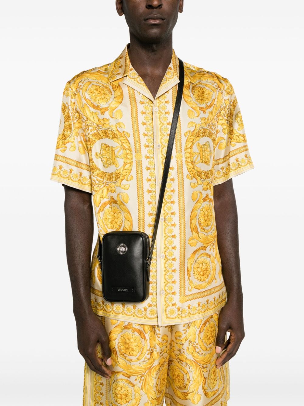 Versace Medusa Head-plaque leather messenger bag