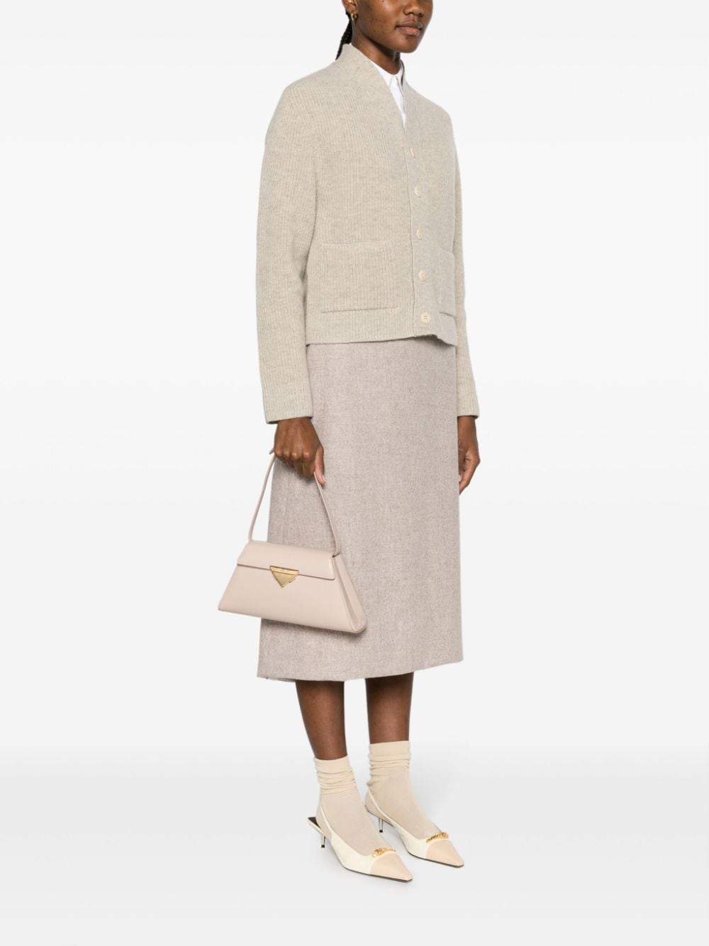 Pra*a logo-buckle leather shoulder bag