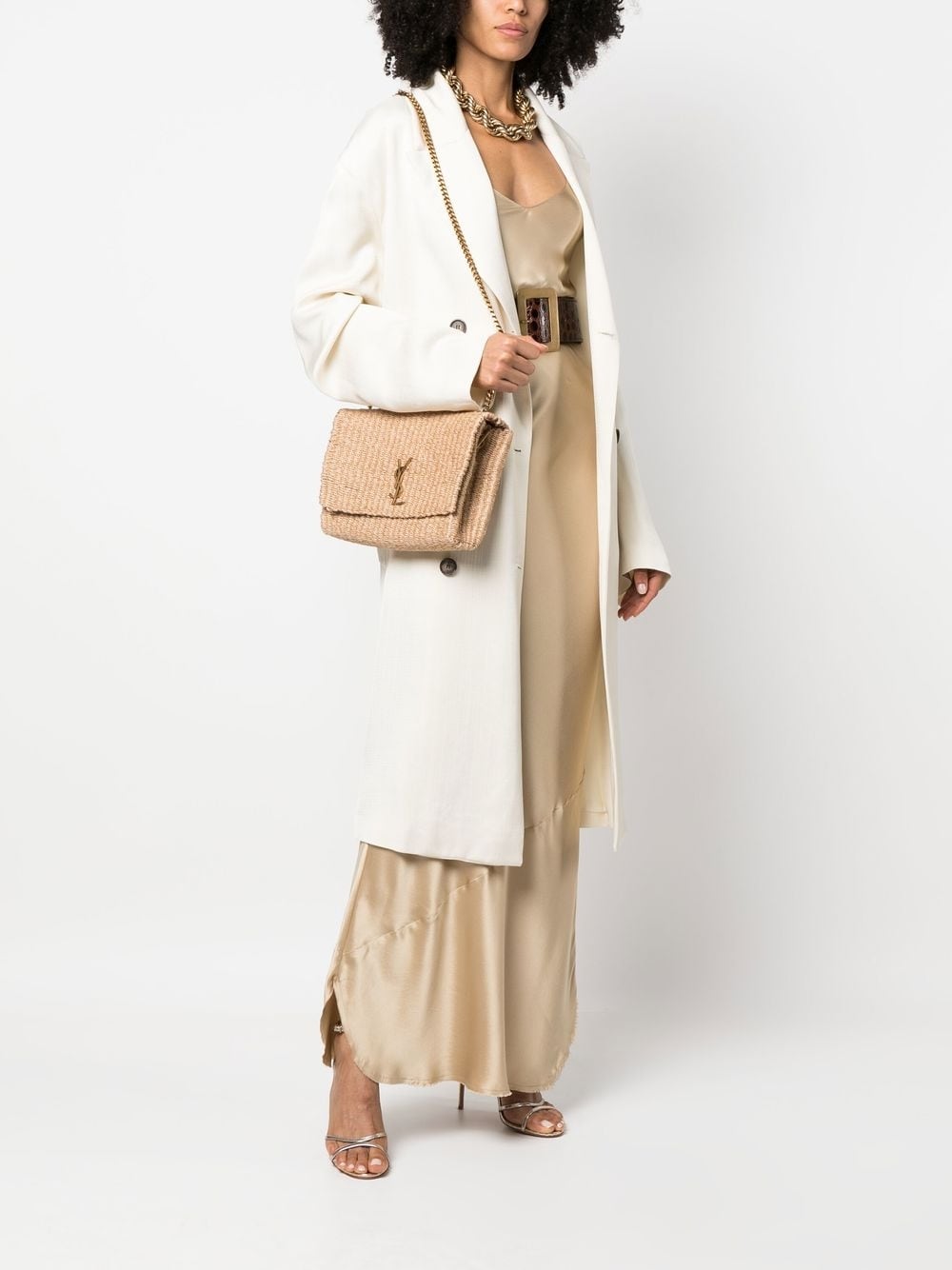 Saint Laurent Kate raffia shoulder bag