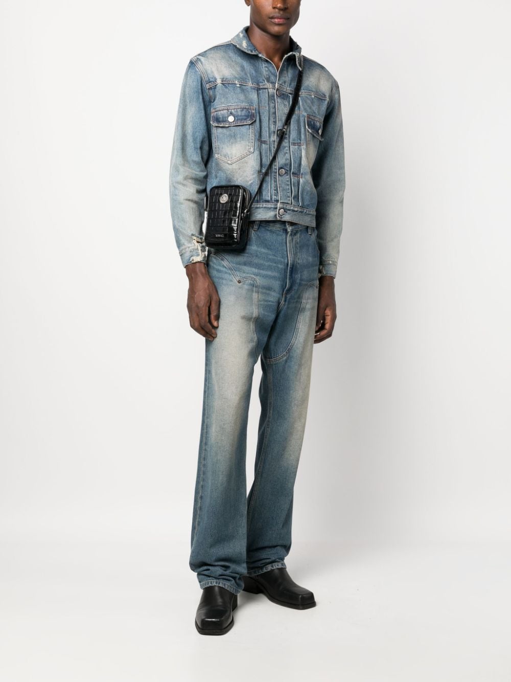 Versace croc-embossed crossbody bag