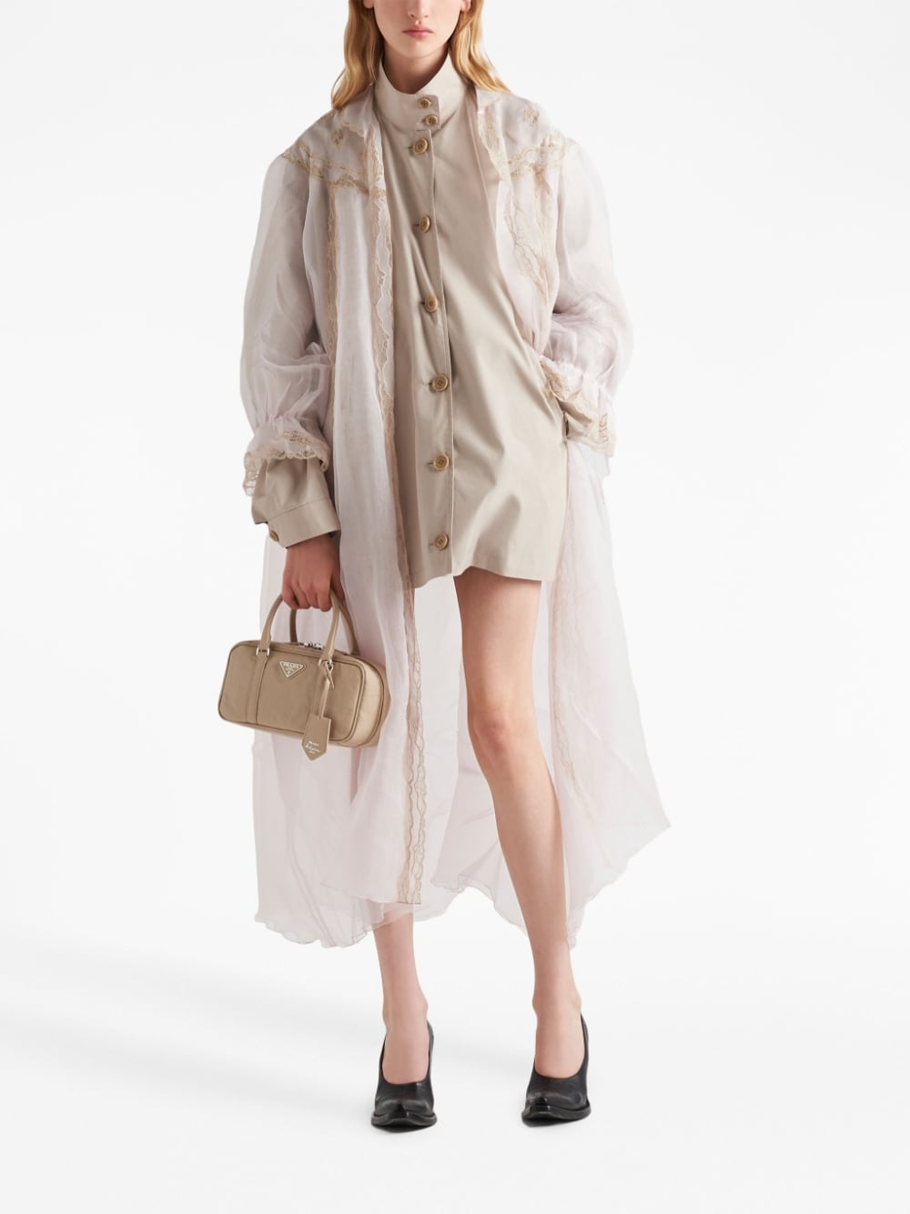 Pra*a small antique nappa leather top handle bag